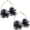 Black Floral Tulle Mini Hoop Earrings