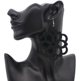 Black Dahlia Wooden Earrings