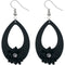 Black Flower Wooden Teardrop Earrings