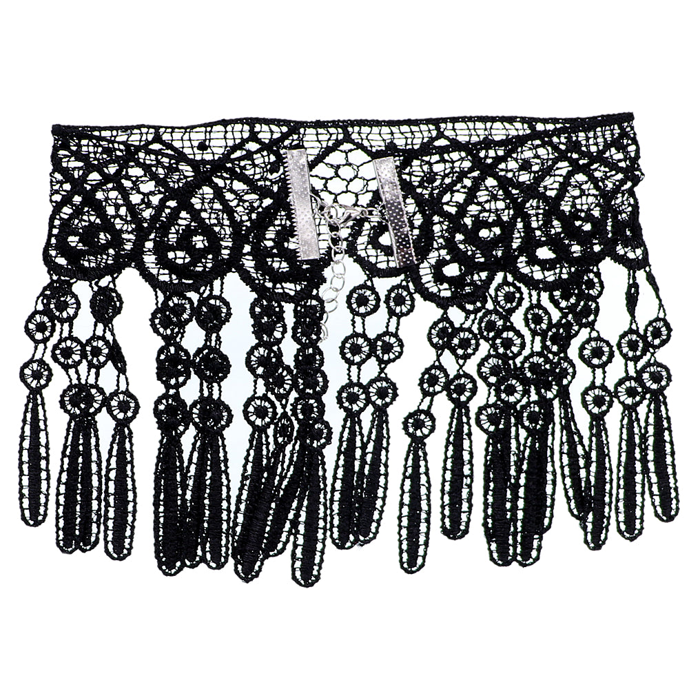 Black Fringe Lace Choker Necklace