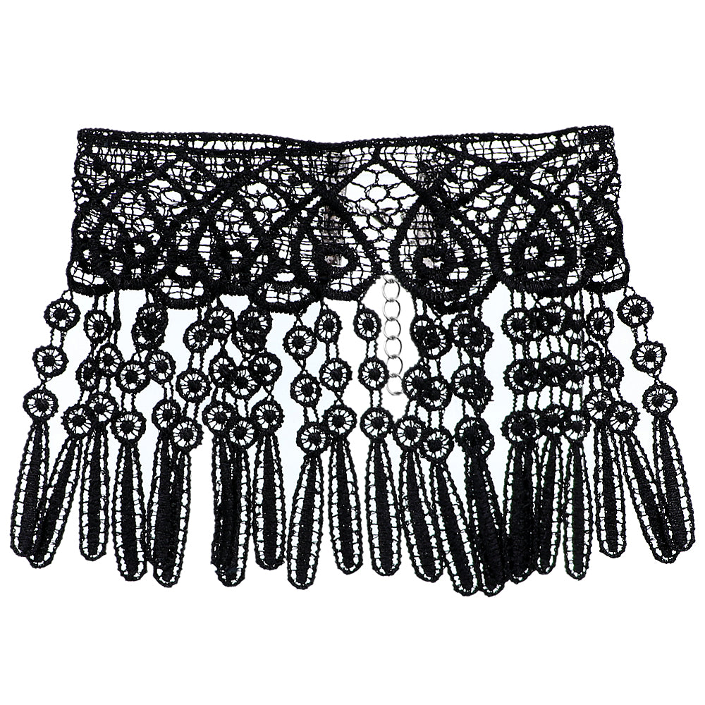 Black Fringe Lace Choker Necklace