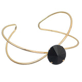 Black Faux Gemstone Cutout Cuff Bracelet