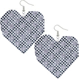 Black Mesh Rhinestone Heart Earrings