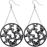 Black Gigantic Butterfly Chain Earrings