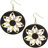 Black Glossy Floral Dangle Earrings