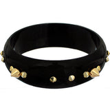 Black Pointy Spike Round Bangle Bracelet