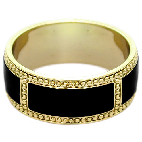 Black Beaded Outline Bangle Bracelet