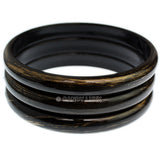 Black 3-Piece Gold Brush Stacked Bracelets