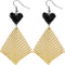 Black Gold Heart Mesh Dangle Earrings