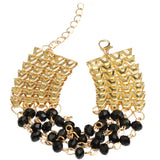 Black Goldtone Beaded Chain Link Bracelet