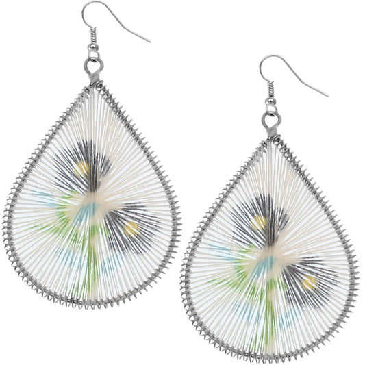 Black Floral Woven Teardrop Dangle Earrings
