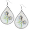 Black Floral Woven Teardrop Dangle Earrings