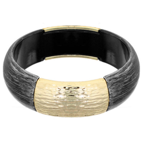 Black Hammered Resin Bangle Bracelet