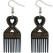 Black Heart Hair Pick Wooden Earrings