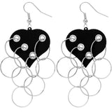 Black Heart Ring Dangle Earrings