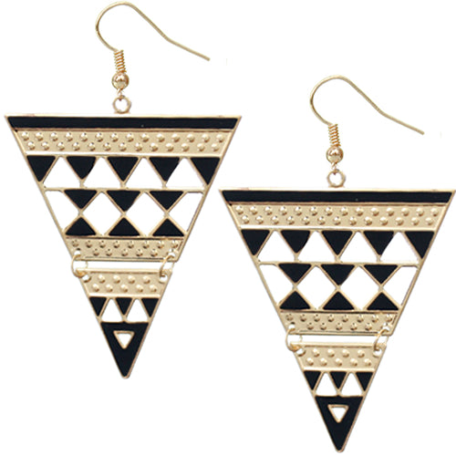 Black Inverted Cutout Triangle Earrings