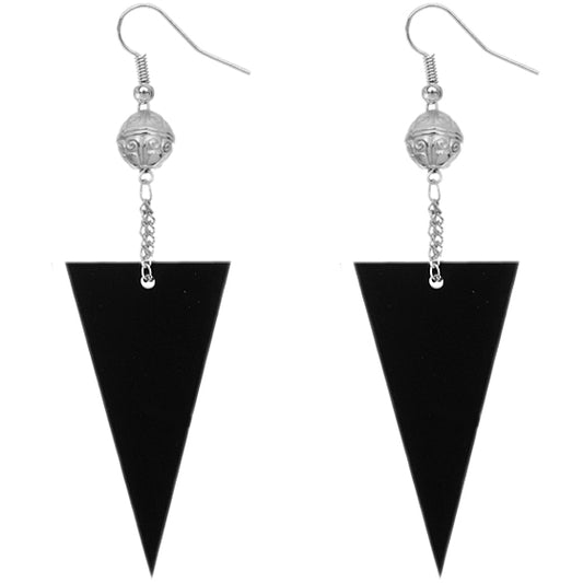 Black Inverted Triangle Drop Chain Dangle Earrings