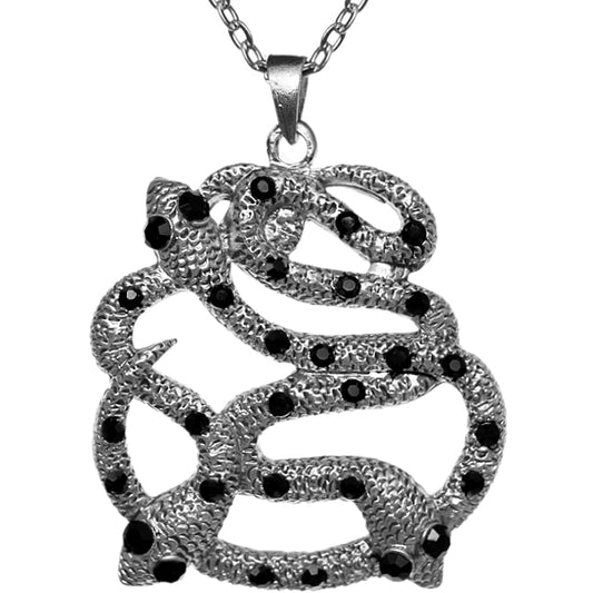 Black Silver Snake Charm Necklace