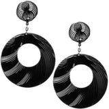 Black Mesh Knot Rhinestone Hoop Earrings