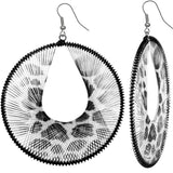 Black Spotted yarn earrings