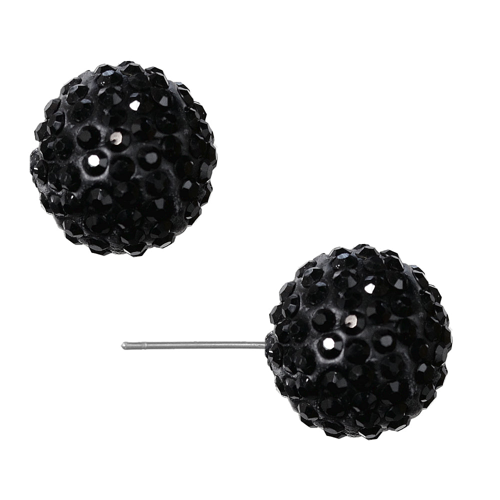 Black Large Fireball Stud Earrings
