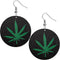 Black Large Marijuana Leaf Wooden Earrings