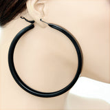 Black Large Metal Hoop Earrings