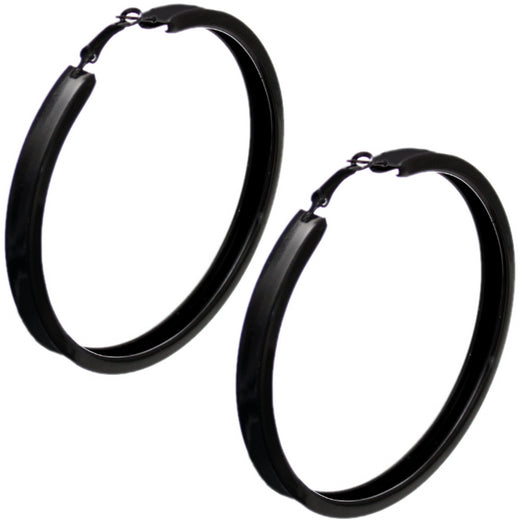 Black Large Metal Hoop Earrings