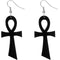 Black Wooden Ankh Earrings