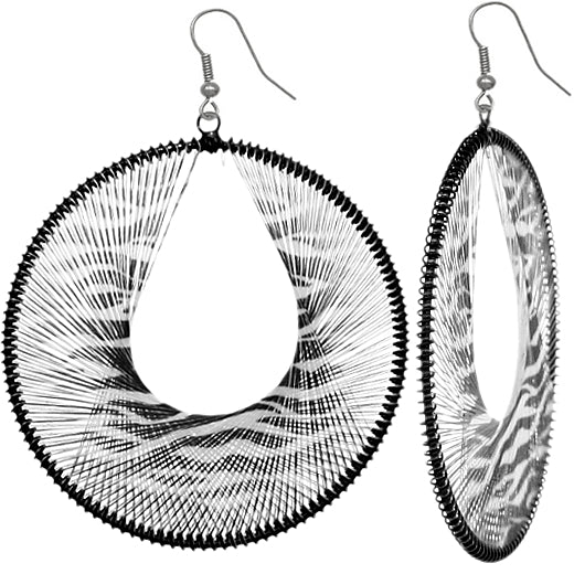 Zebra strand yarn earrings