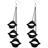 Black Pucker Drop Earrings