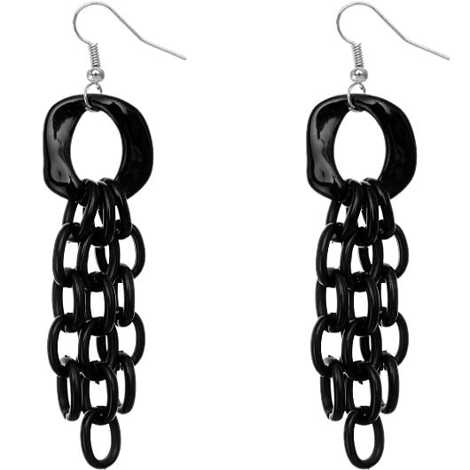 Black Link Acrylic Dangle Earrings