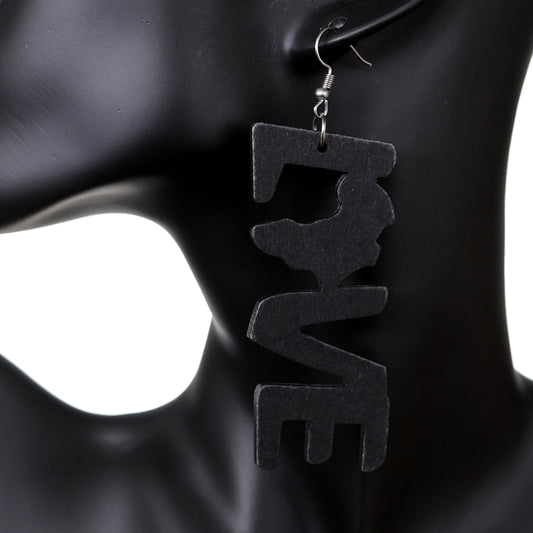 Black Live Africa Map Wooden Earrings