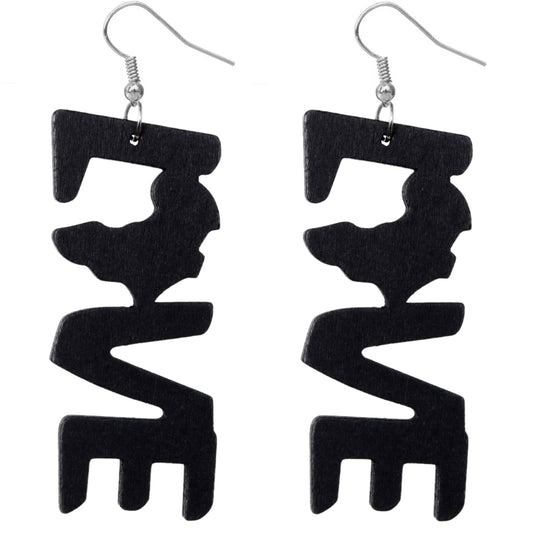 Black Live Africa Map Wooden Earrings