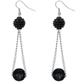 Black Mesh Fireball Chain Earrings
