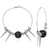 Black Mesh Spike Bead Hoop Earrings