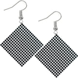 Black Silver Mesh Mini Rhinestone Drop Earrings