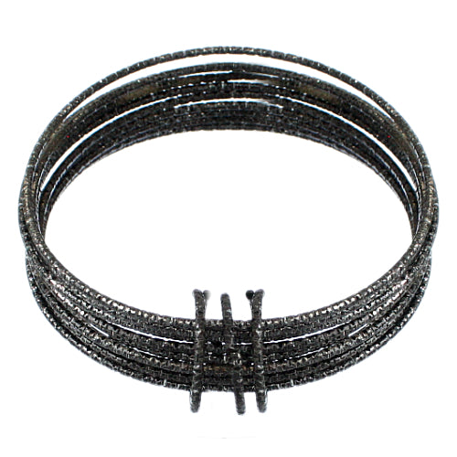Black Thin Multi Line Bangle Bracelets