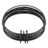 Black Thin Multi Line Bangle Bracelets