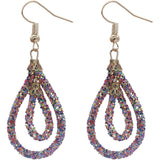 Pink Multicolor Sequin Confetti Teardrop Hoop Earrings