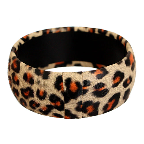 Black Orange Cheetah Print Bangle Bracelet