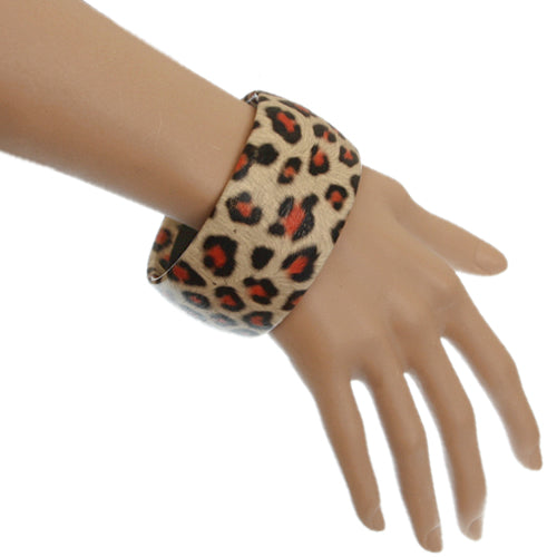 Black Orange Large Cheetah Print Bangle Bracelet