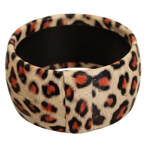 Black Orange Large Cheetah Print Bangle Bracelet