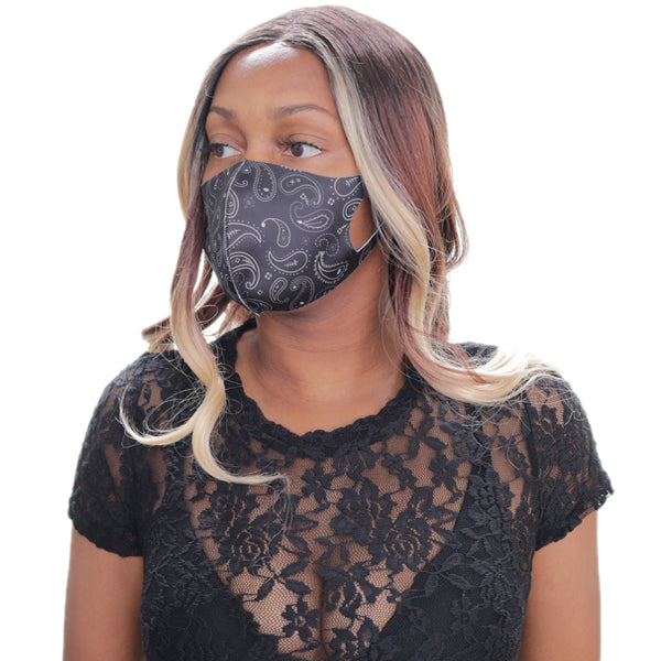 Black Paisley Face Mask