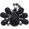 Black Large Beaded Peacock Adjustable Ring