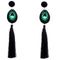 Black Long Peacock Tassel Earrings