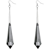 Black Pointy Faux Crystal Drop Chain Earrings