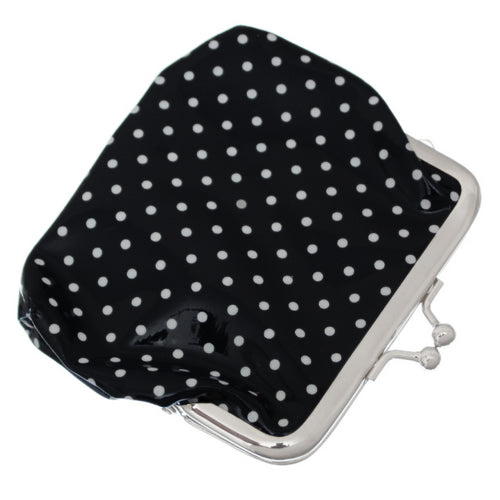 Black Polka Dot Kisslock Coin Purse Wallet