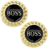 Black Boss Metal Post Earrings