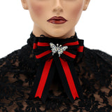 Black Red Necktie Butterfly Bow Brooch